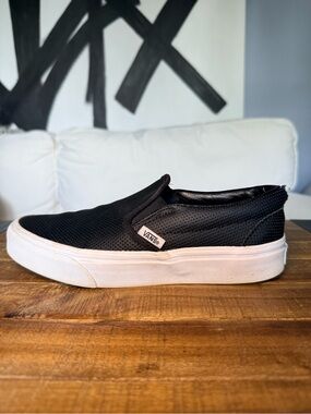 Vans Black Perforated Slip-On with White Sole